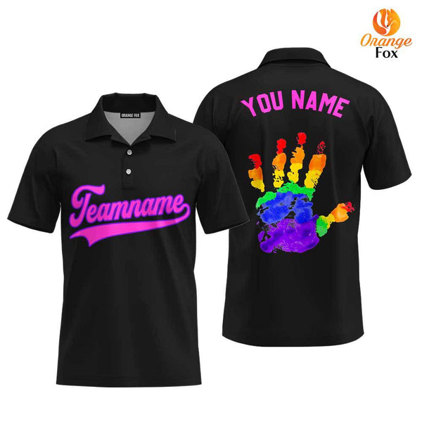 Custom Pride Hand LGBT Pink Purple Custom Polo Shirt For Men