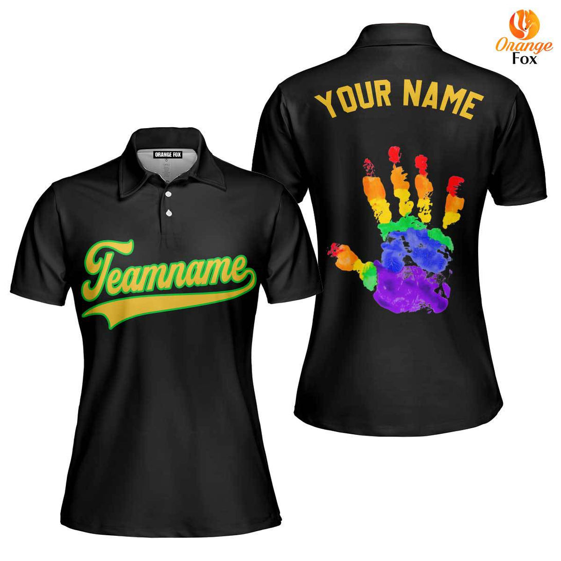 Custom Pride Hand LGBT Yellow Green Custom Polo Shirt For Women