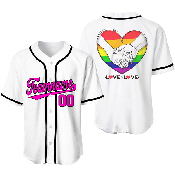 Custom Pride LGBT Love Is Love Pink Black Baseball Jerseys For Men & Women