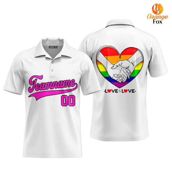 Custom Pride LGBT Love Is Love Pink Black Custom Polo Shirt For Men