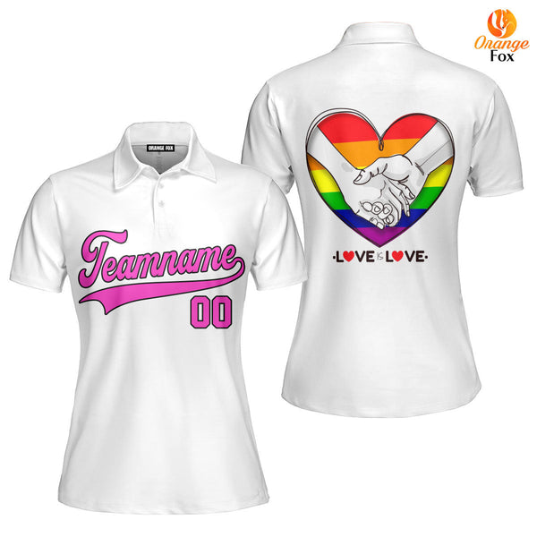 Custom Pride LGBT Love Is Love Pink Black Custom Polo Shirt For Women