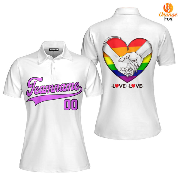 Custom Pride LGBT Love Is Love Purple Black Custom Polo Shirt For Women