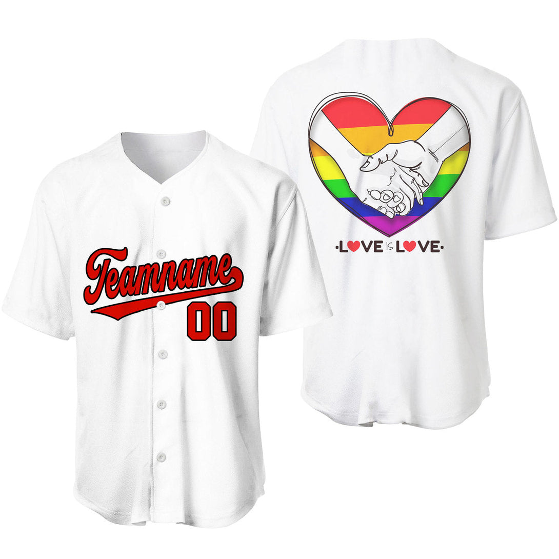 Custom Pride LGBT Love Is Love Red Black Baseball Jerseys For Men & Women