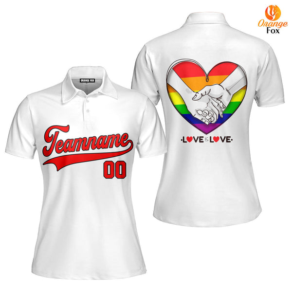Custom Pride LGBT Love Is Love Red Black Custom Polo Shirt For Women