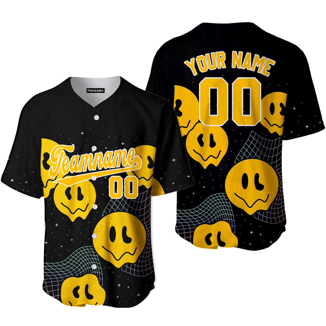 Custom Psychedelic Smiley Hippie Pattern Yellow White Baseball Jerseys For Men & Women