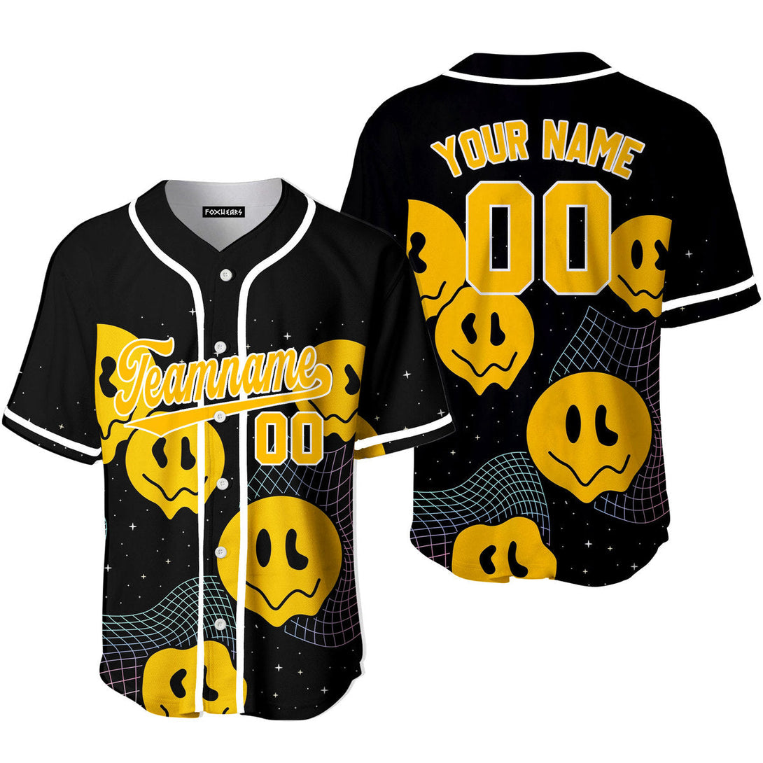 Custom Psychedelic Smiley Hippie Pattern Yellow White Baseball Jerseys For Men & Women