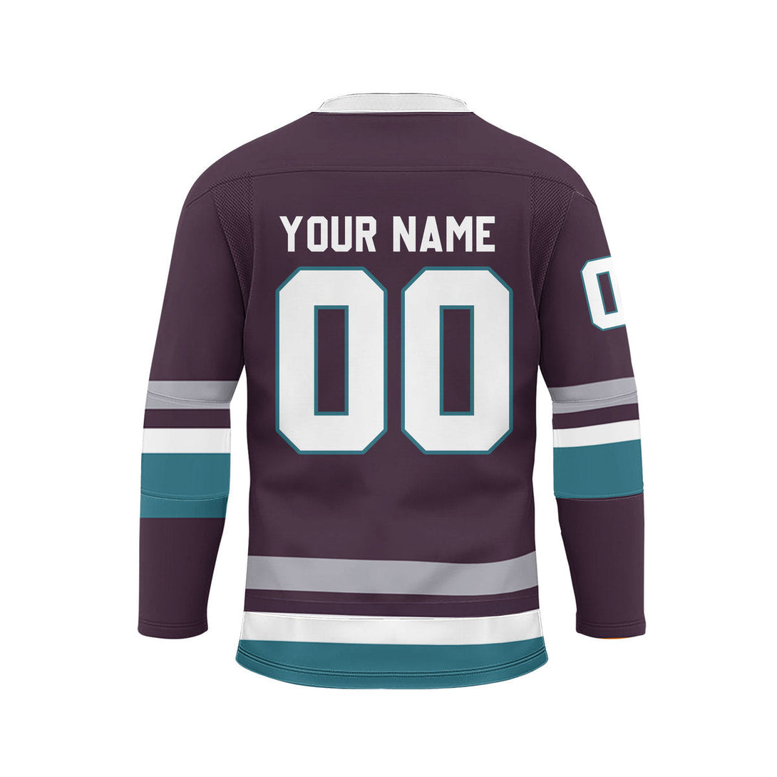 Custom Purple Anaheim Lace Neck Hockey Jersey For Men & Women