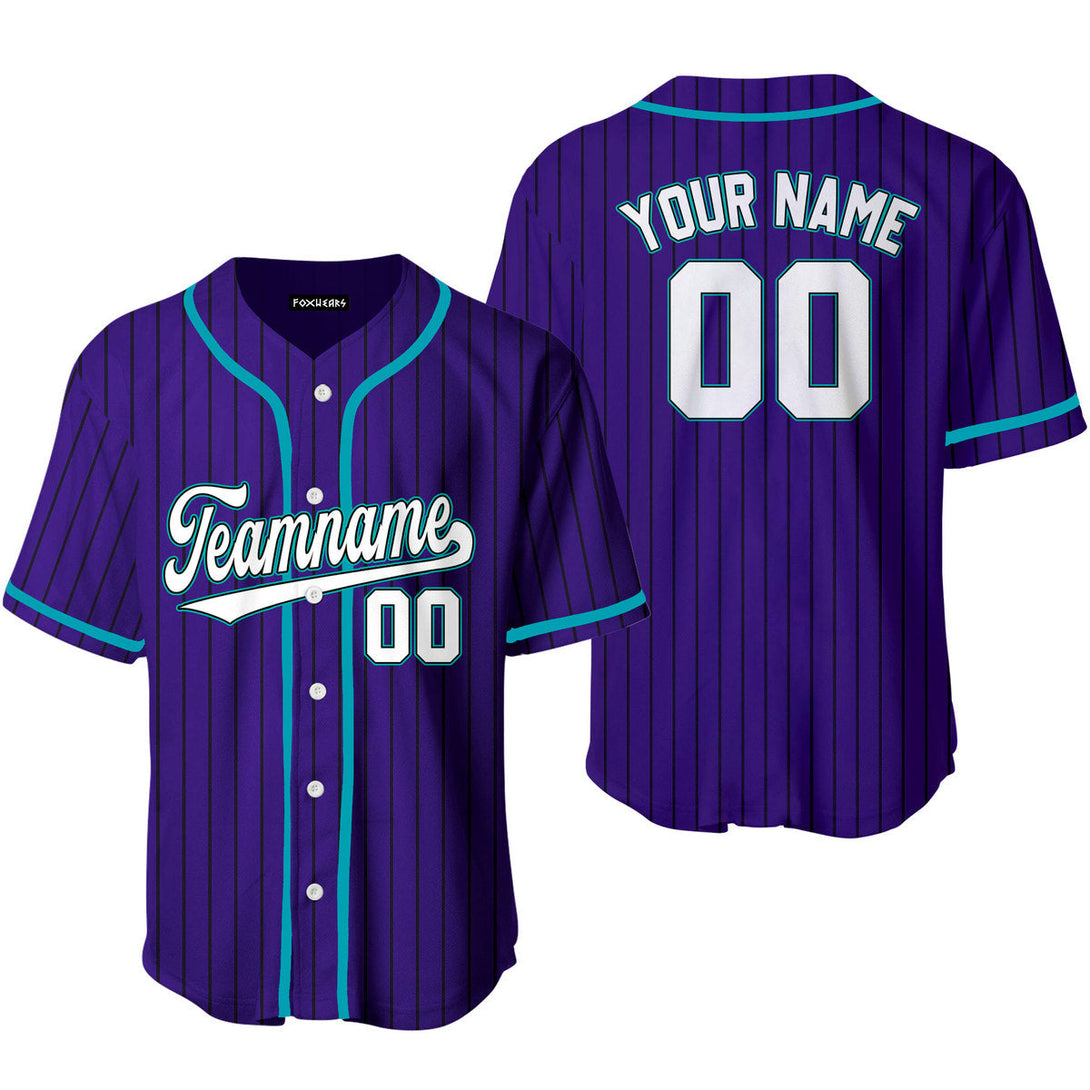 Custom Purple Black Pinstripe Blue White Baseball Jerseys For Men & Women