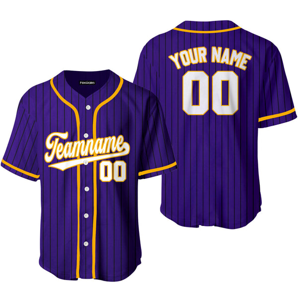 Custom Purple Black Pinstripe Yellow White Baseball Jerseys For Men & Women