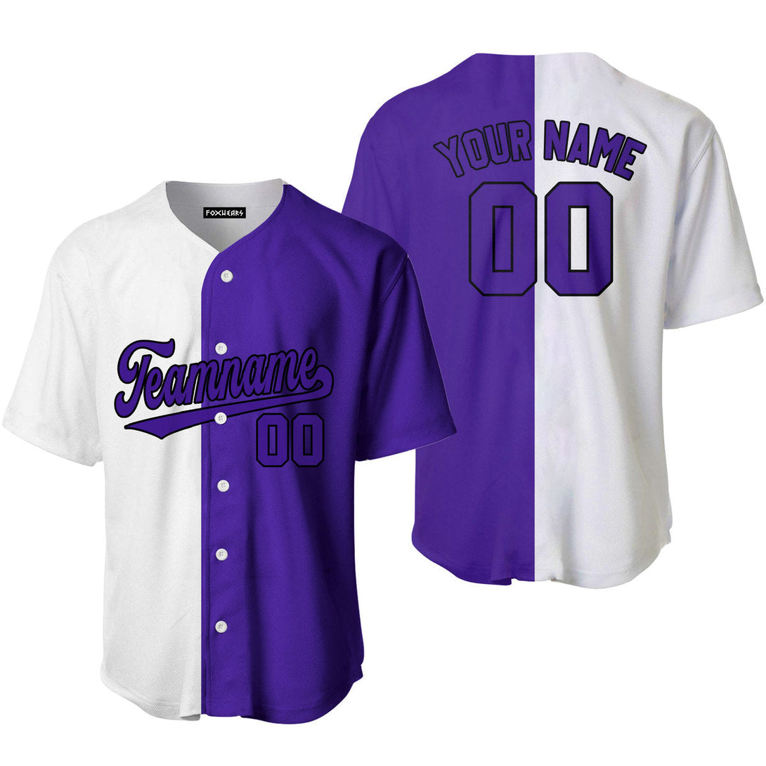 Custom Purple Black White Split Fashion Baseball Jerseys For Men & Women