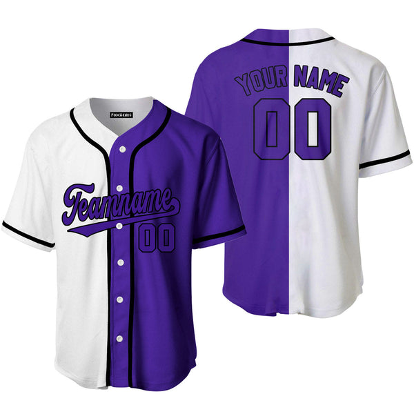 Custom Purple Black White Split Fashion Baseball Jerseys For Men & Women