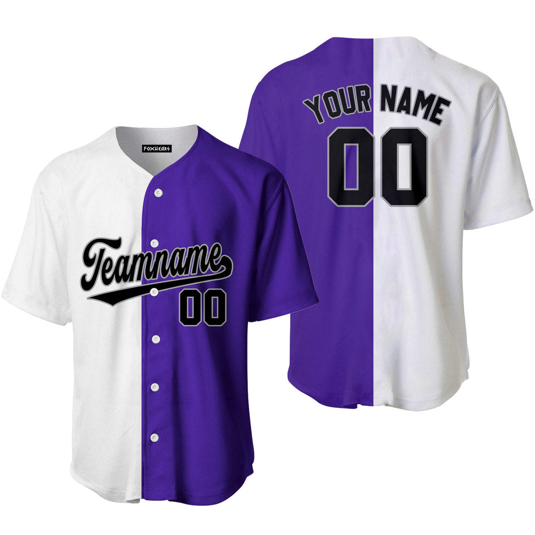 Custom Purple Gray White Split Fashion Baseball Jerseys For Men & Women