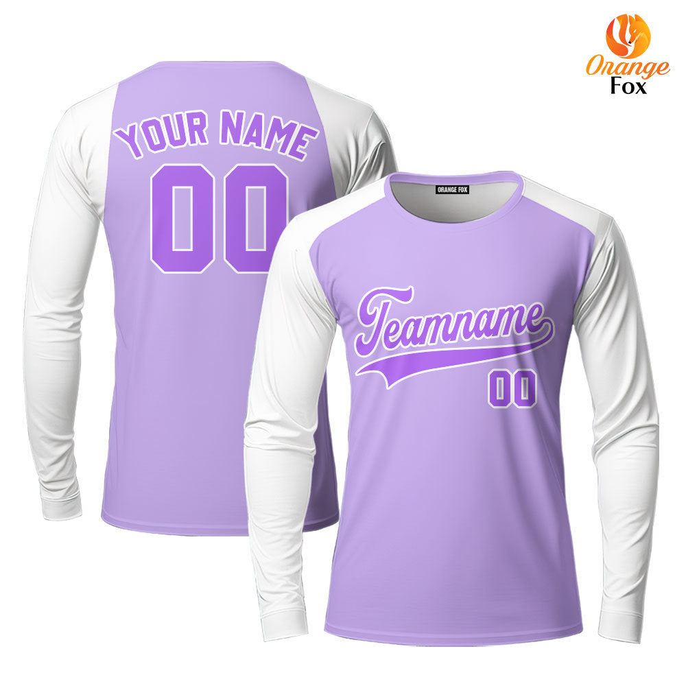 Custom Purple White Raglan White Custom Long Sleeve T-Shirt For Men & Women