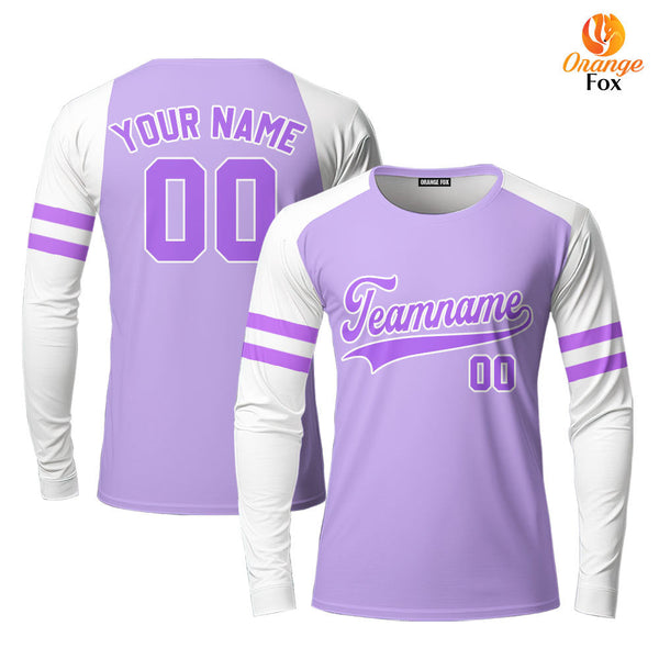 Custom Purple White Raglan White Custom Long Sleeve T-Shirt For Men & Women