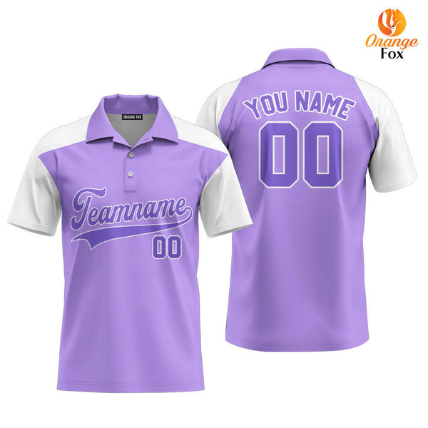 Custom Purple White Raglan White Custom Polo Shirt For Men