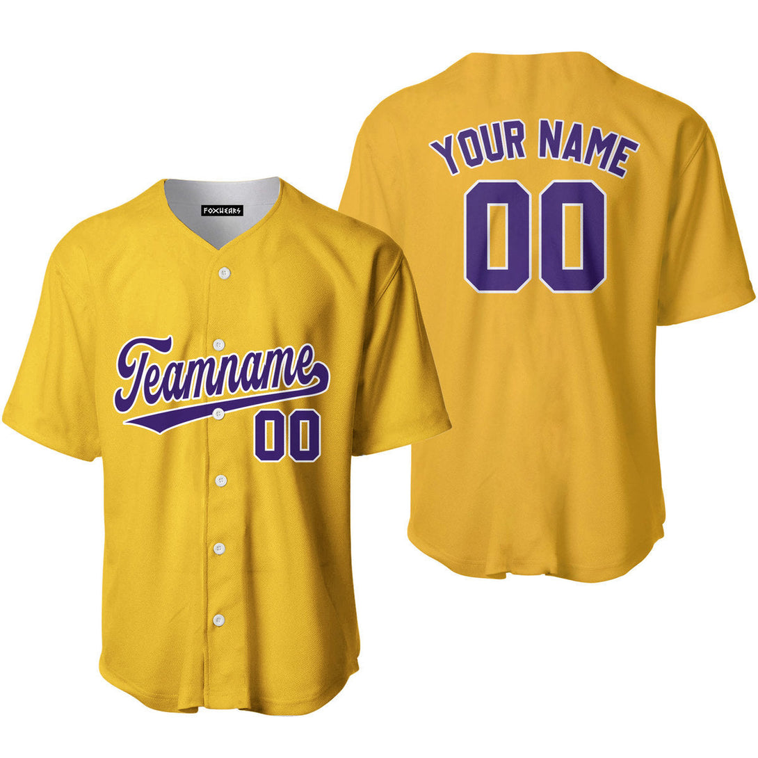 Custom Purple White Yellow Gold Custom Baseball Jerseys For Men & Women