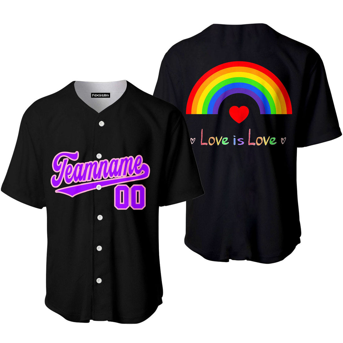 Custom Rainbow LGBT Pride Love Is Love Purple Pink Baseball Jerseys For Men & Women