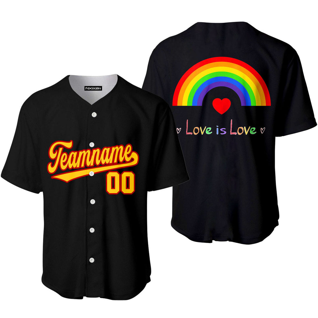 Custom Rainbow LGBT Pride Love Is Love Yellow Red Baseball Jerseys For Men & Women