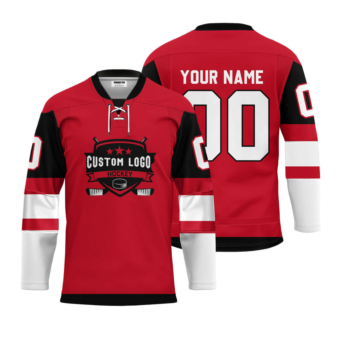 Custom Red Arizona Lace Neck Hockey Jersey For Men & Women