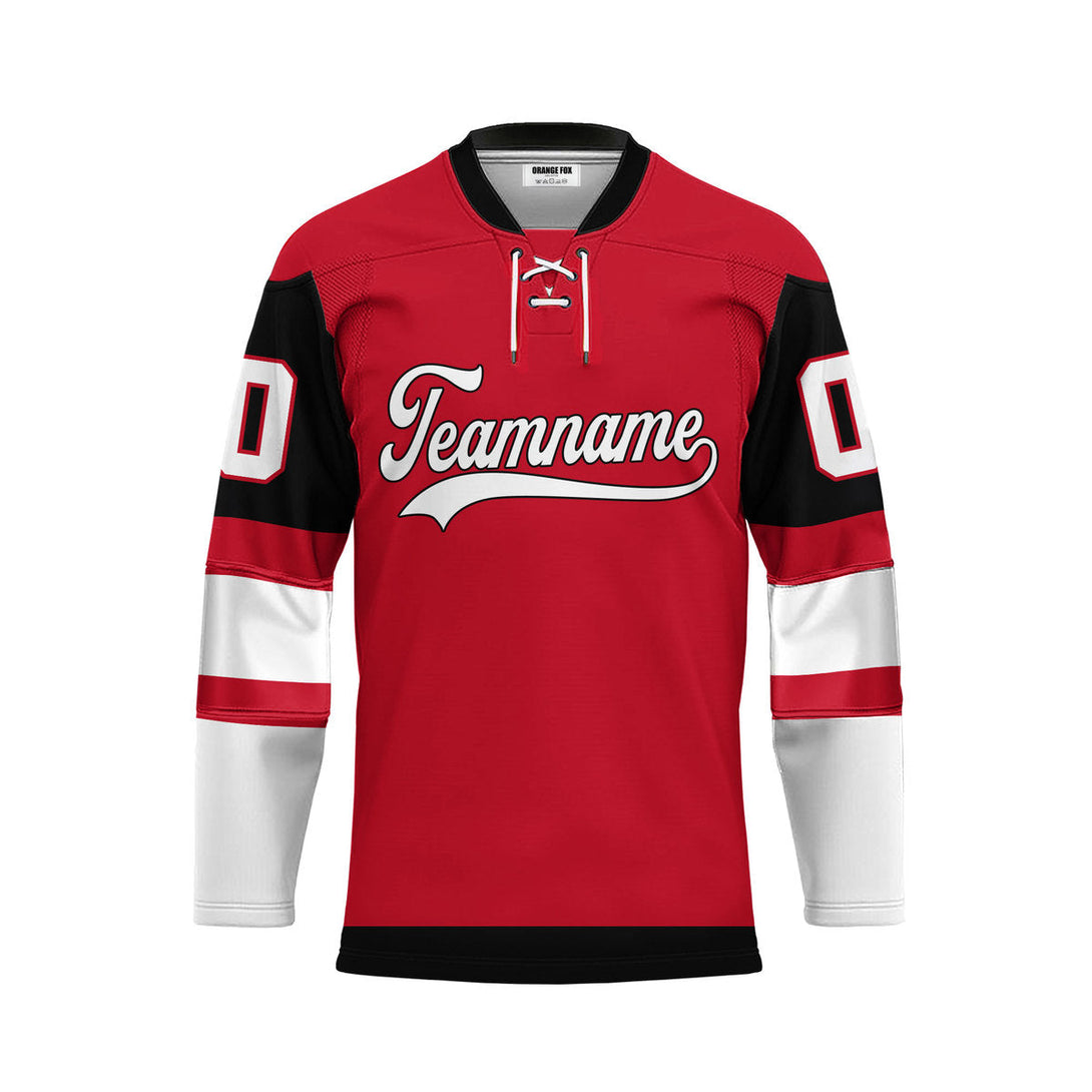 Custom Red Arizona Lace Neck Hockey Jersey For Men & Women