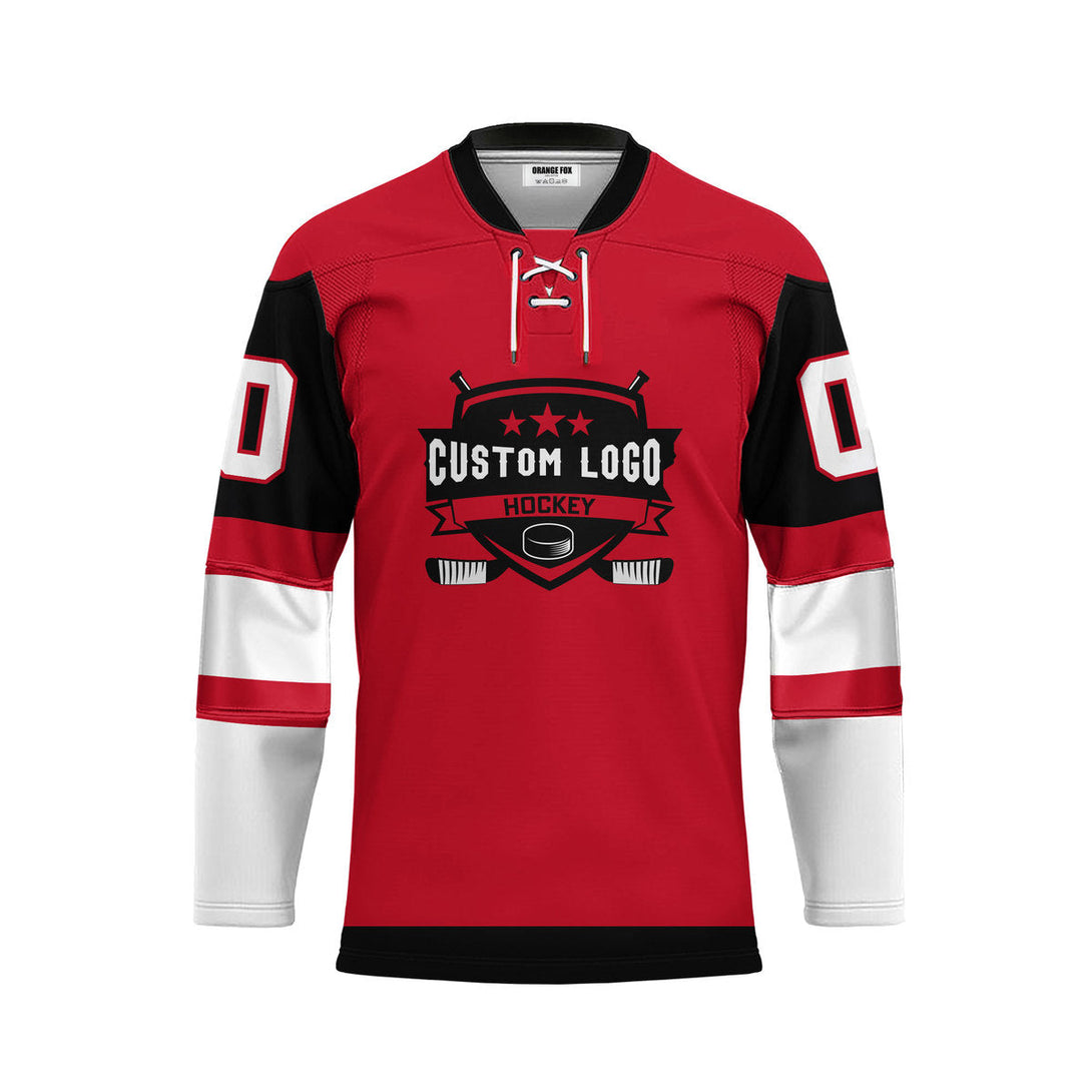 Custom Red Arizona Lace Neck Hockey Jersey For Men & Women