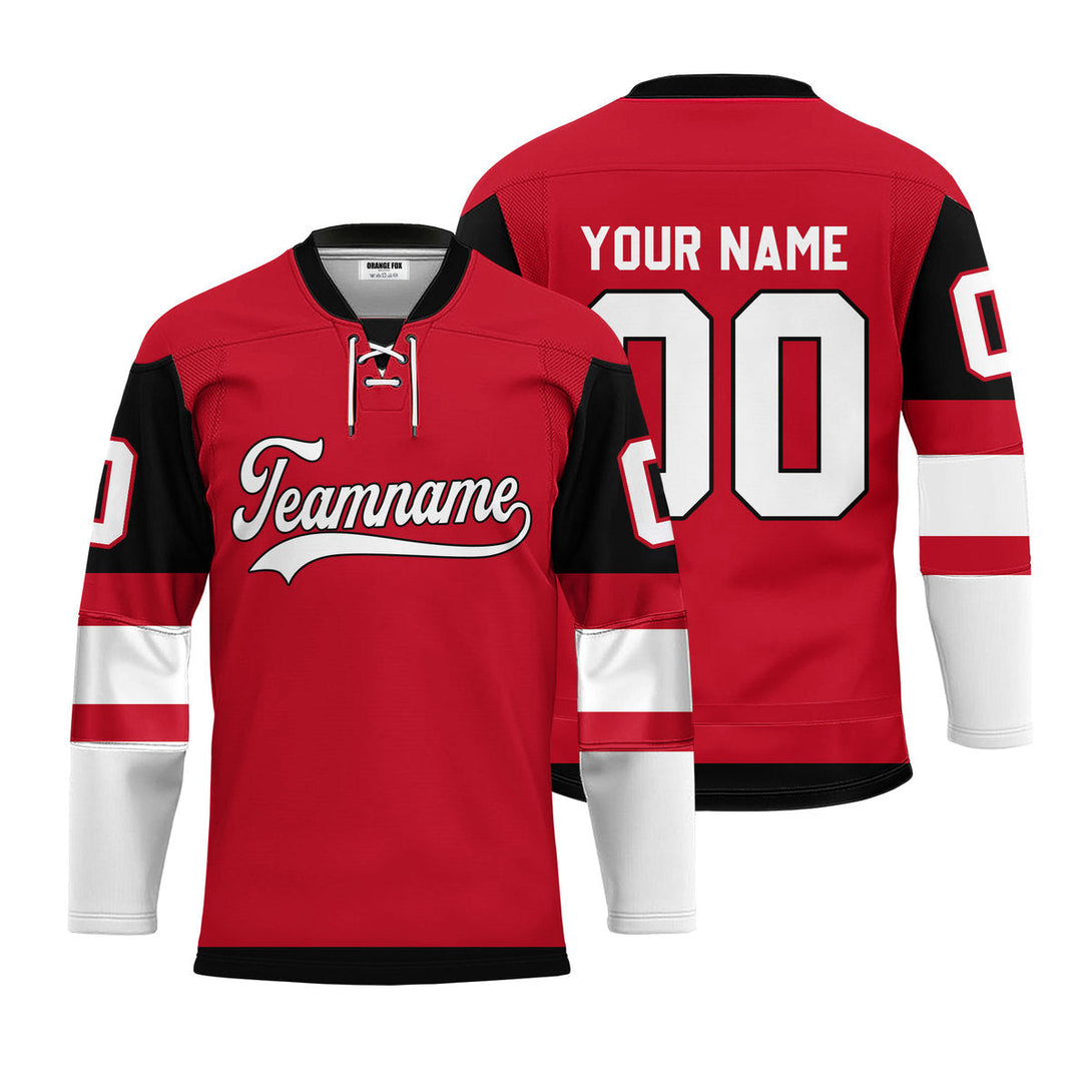 Custom Red Arizona Lace Neck Hockey Jersey For Men & Women