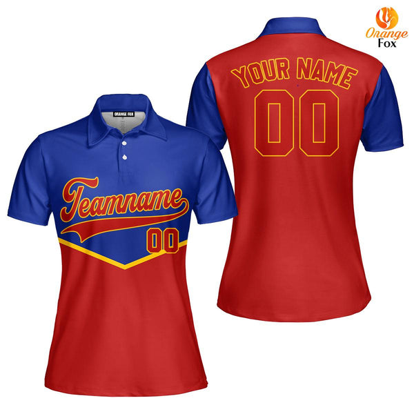 Custom Red Blue Navy Yellow Pipping Custom Polo Shirt For Women