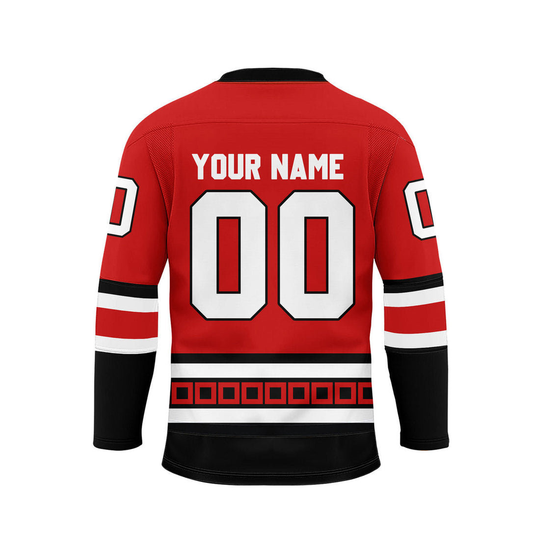 Custom Red Carolina Lace Neck Hockey Jersey For Men & Women