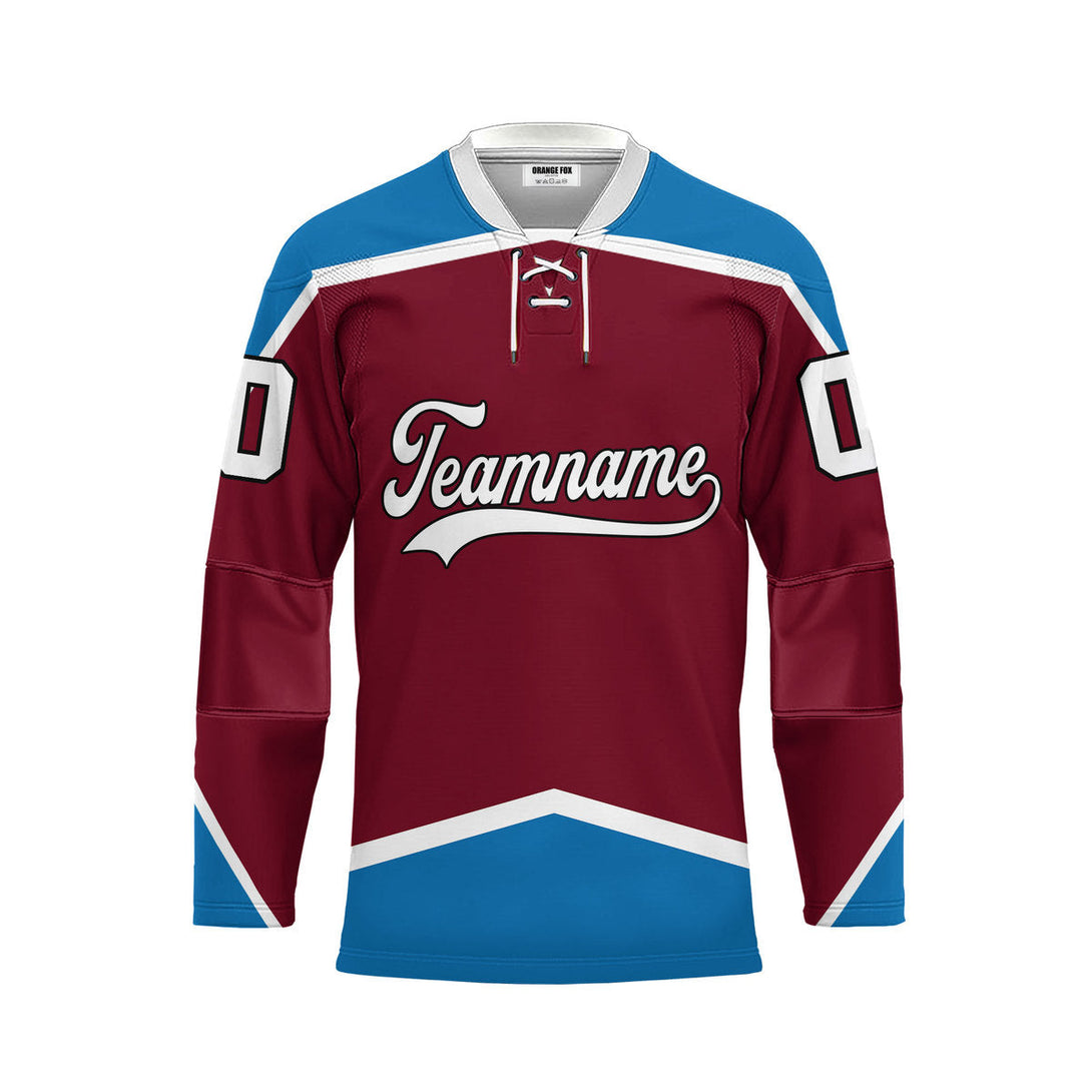 Custom Red Colorado Lace Neck Hockey Jersey For Men & Women