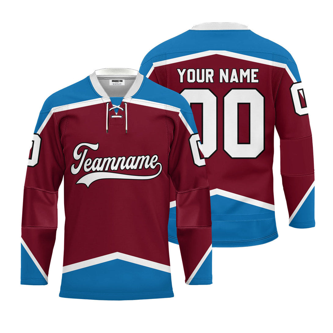 Custom Red Colorado Lace Neck Hockey Jersey For Men & Women