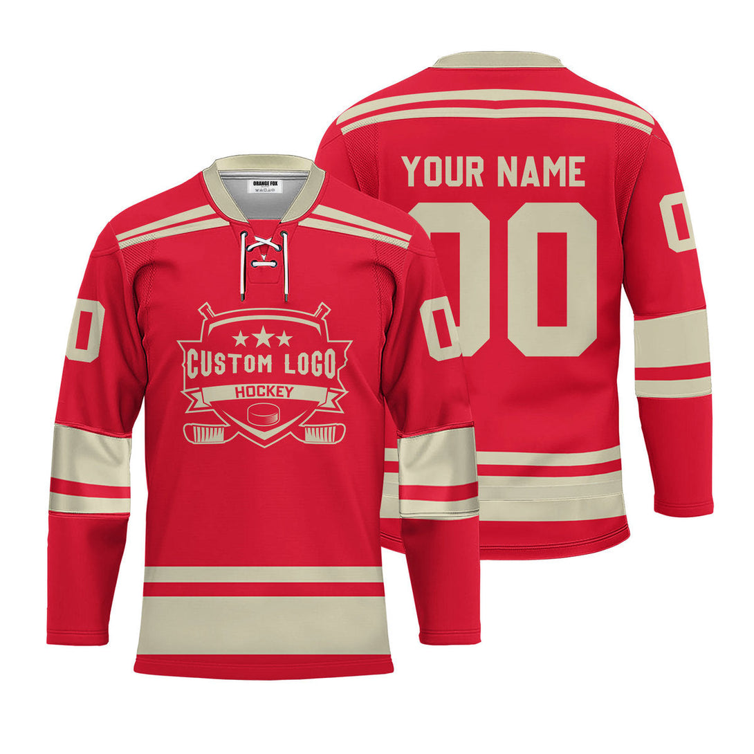 Custom Red Detroit Lace Neck Hockey Jersey For Men & Women