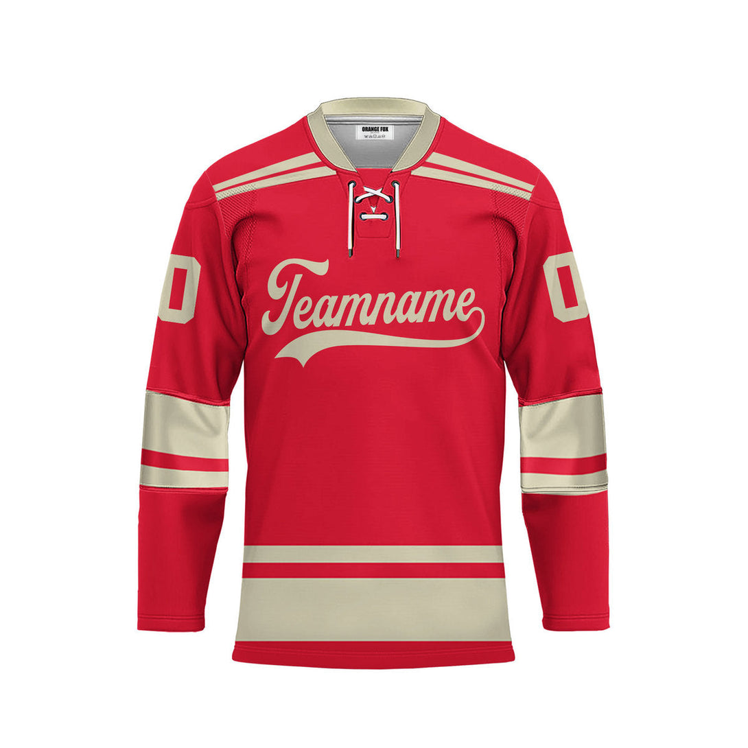 Custom Red Detroit Lace Neck Hockey Jersey For Men & Women