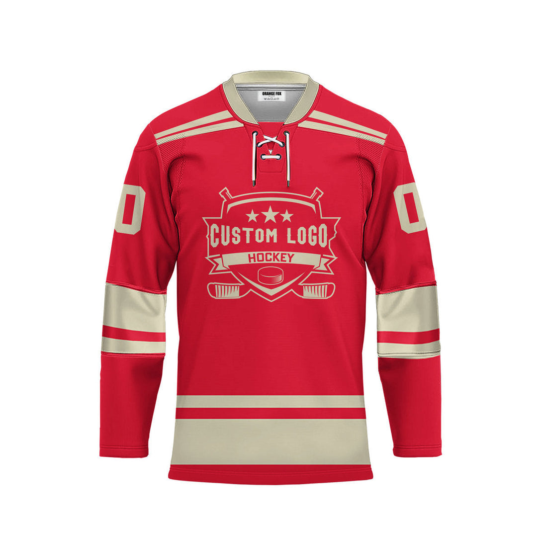 Custom Red Detroit Lace Neck Hockey Jersey For Men & Women