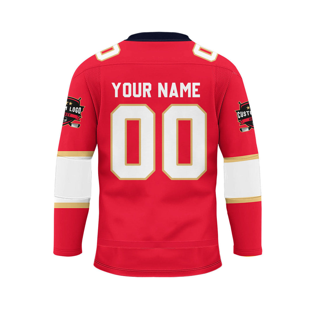 Custom Red Florida Lace Neck Hockey Jersey For Men & Women