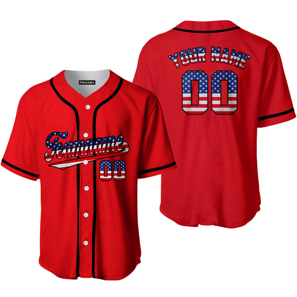Custom Red Retro American Custom Baseball Jerseys For Men & Women