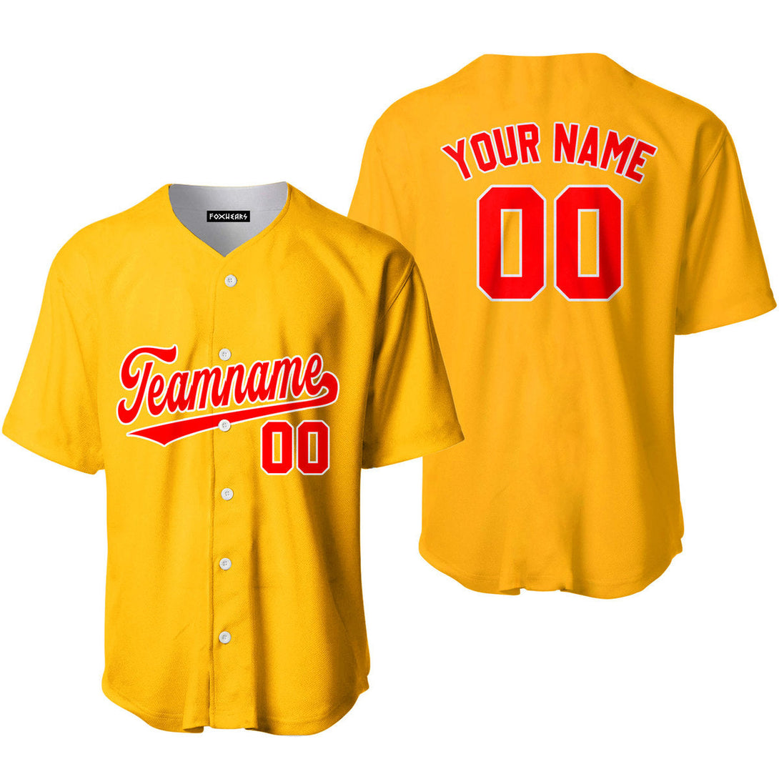 Custom Red White And Gold Custom Baseball Jerseys For Men & Women