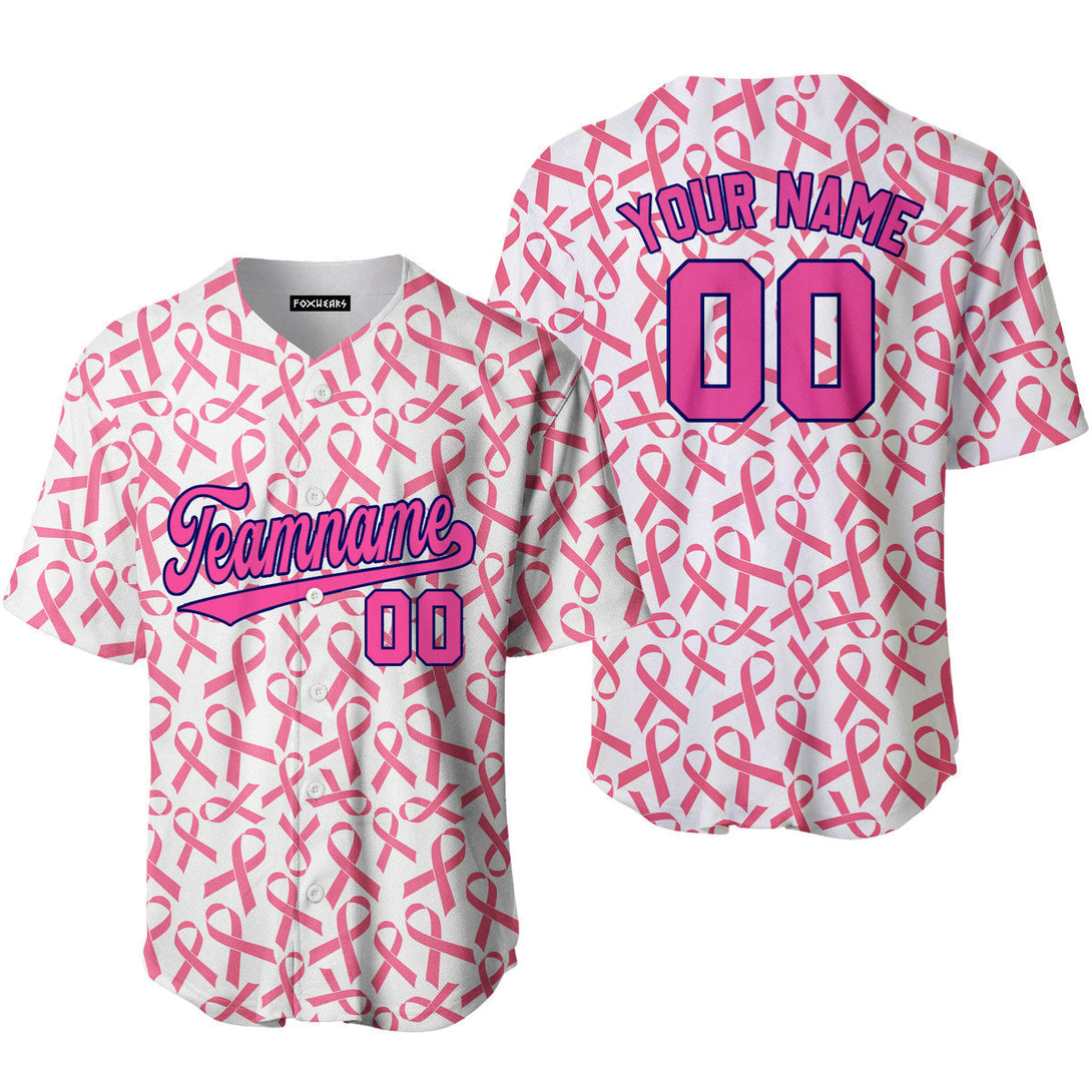 Custom Ribbon Seamless Breast Cancer Pink Power Blue Baseball Jerseys For Men & Women