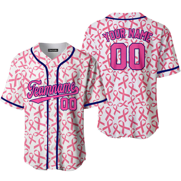 Custom Ribbon Seamless Breast Cancer Pink Power Blue Baseball Jerseys For Men & Women