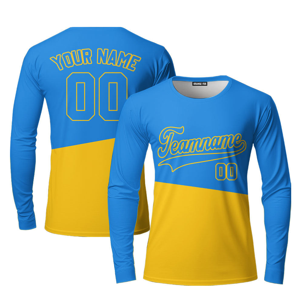 Custom Royal And Gold Custom Long Sleeve T-Shirt For Men & Women