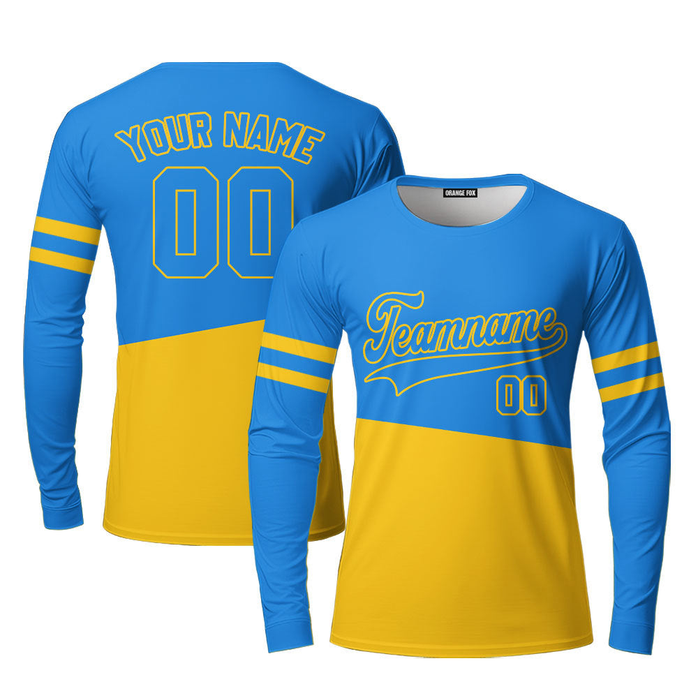 Custom Royal And Gold Custom Long Sleeve T-Shirt For Men & Women