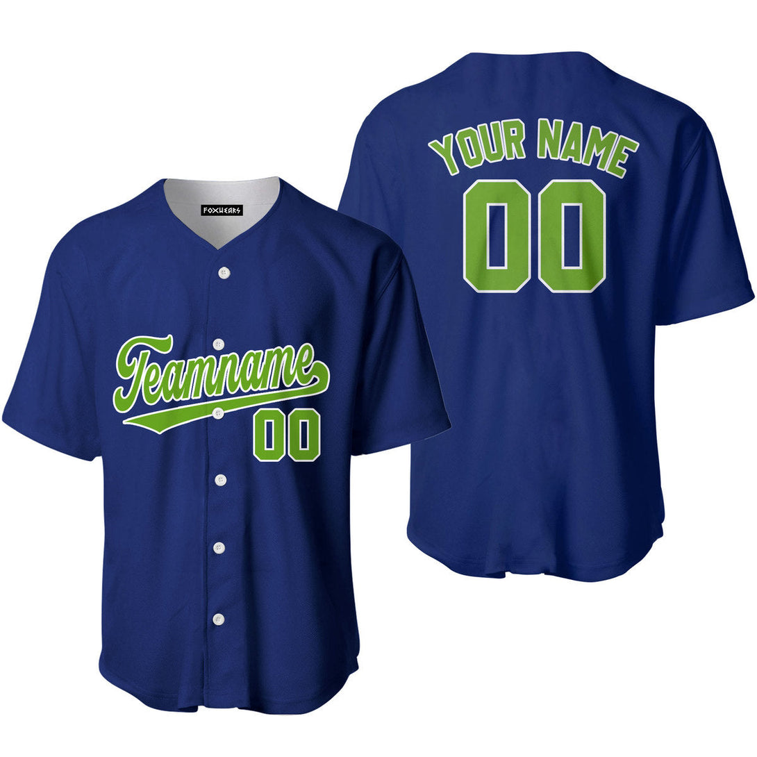 Custom Royal Blue Green White Custom Baseball Jerseys For Men & Women