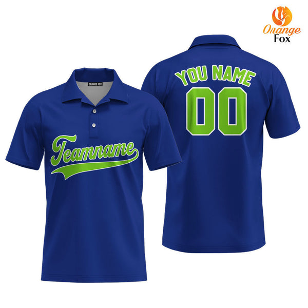 Custom Royal Blue Green - White Custom Polo Shirt For Men