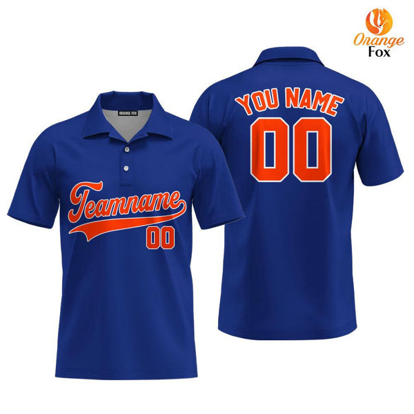 Custom Royal Blue Orange - White Custom Polo Shirt For Men