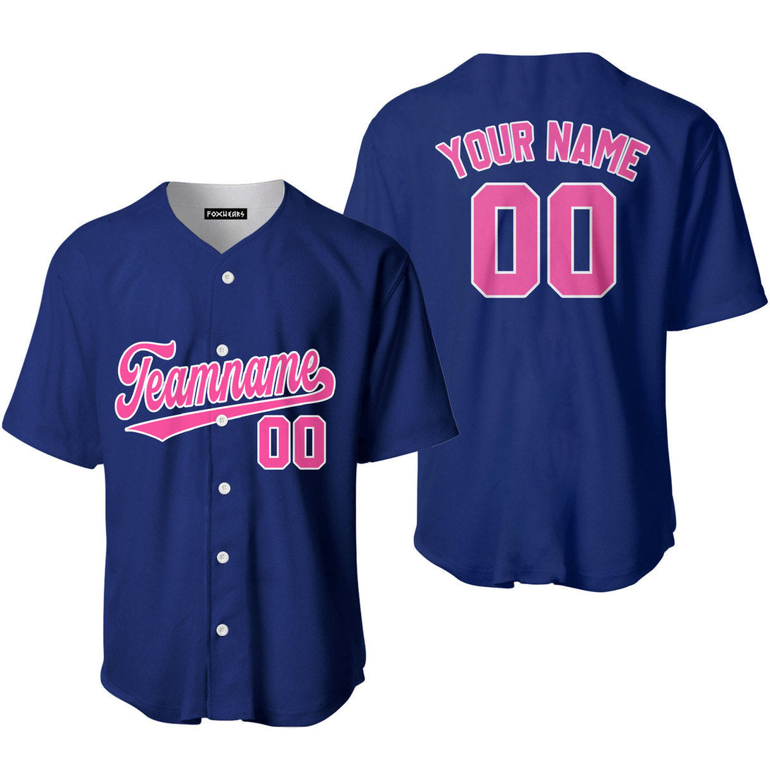 Custom Royal Blue Pink White Custom Baseball Jerseys For Men & Women