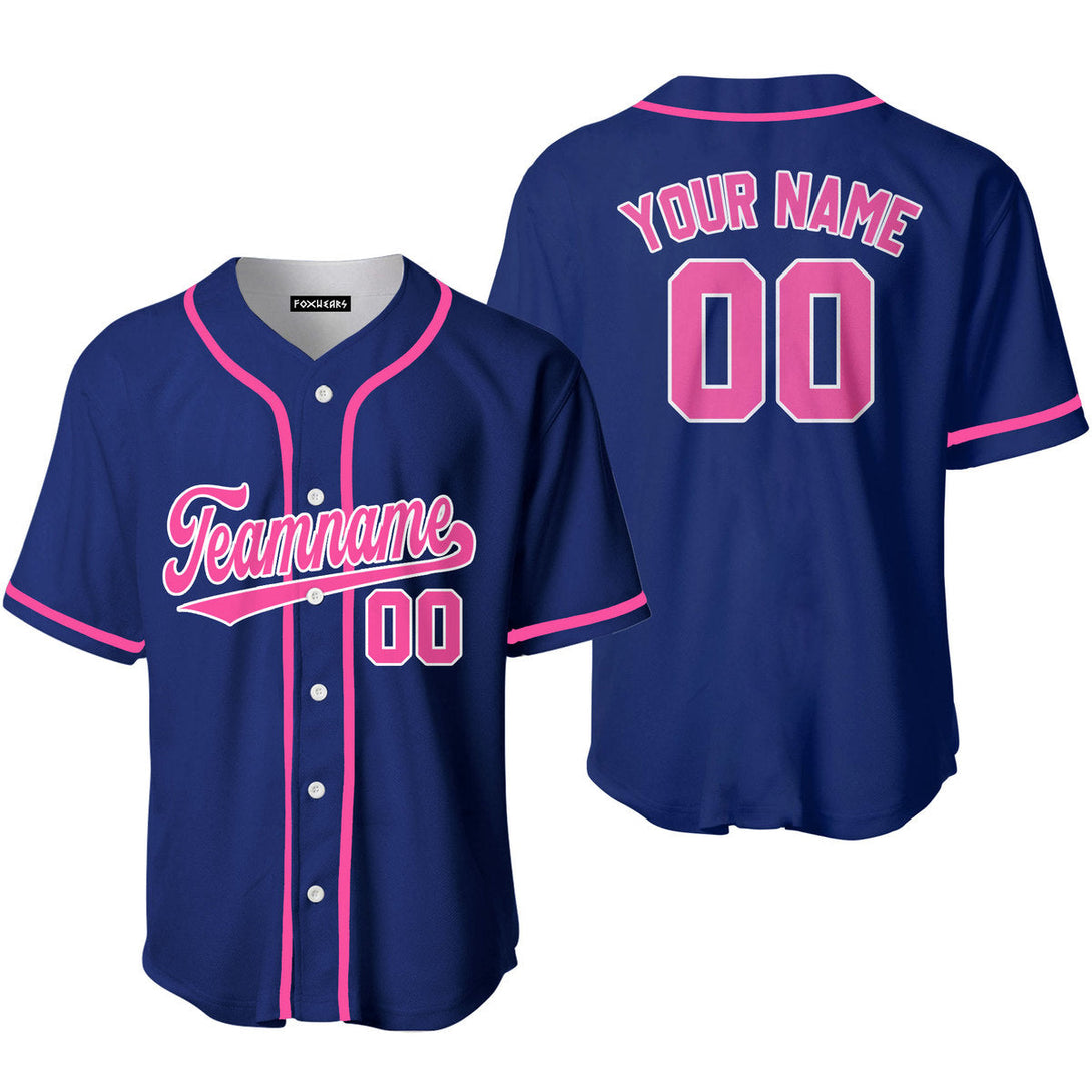 Custom Royal Blue Pink White Custom Baseball Jerseys For Men & Women