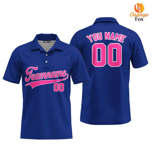 Custom Royal Blue Pink - White Custom Polo Shirt For Men