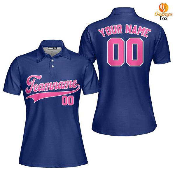 Custom Royal Blue Pink - White Custom Polo Shirt For Women