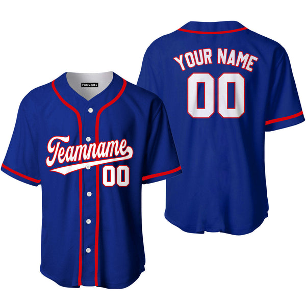 Custom Royal Blue White Red Custom Baseball Jerseys For Men & Women