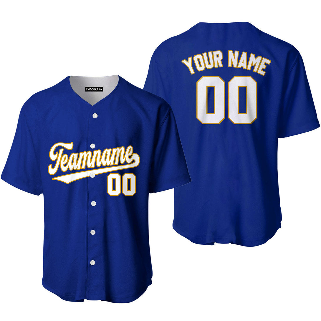 Custom Royal Blue White Yellow Custom Baseball Jerseys For Men & Women