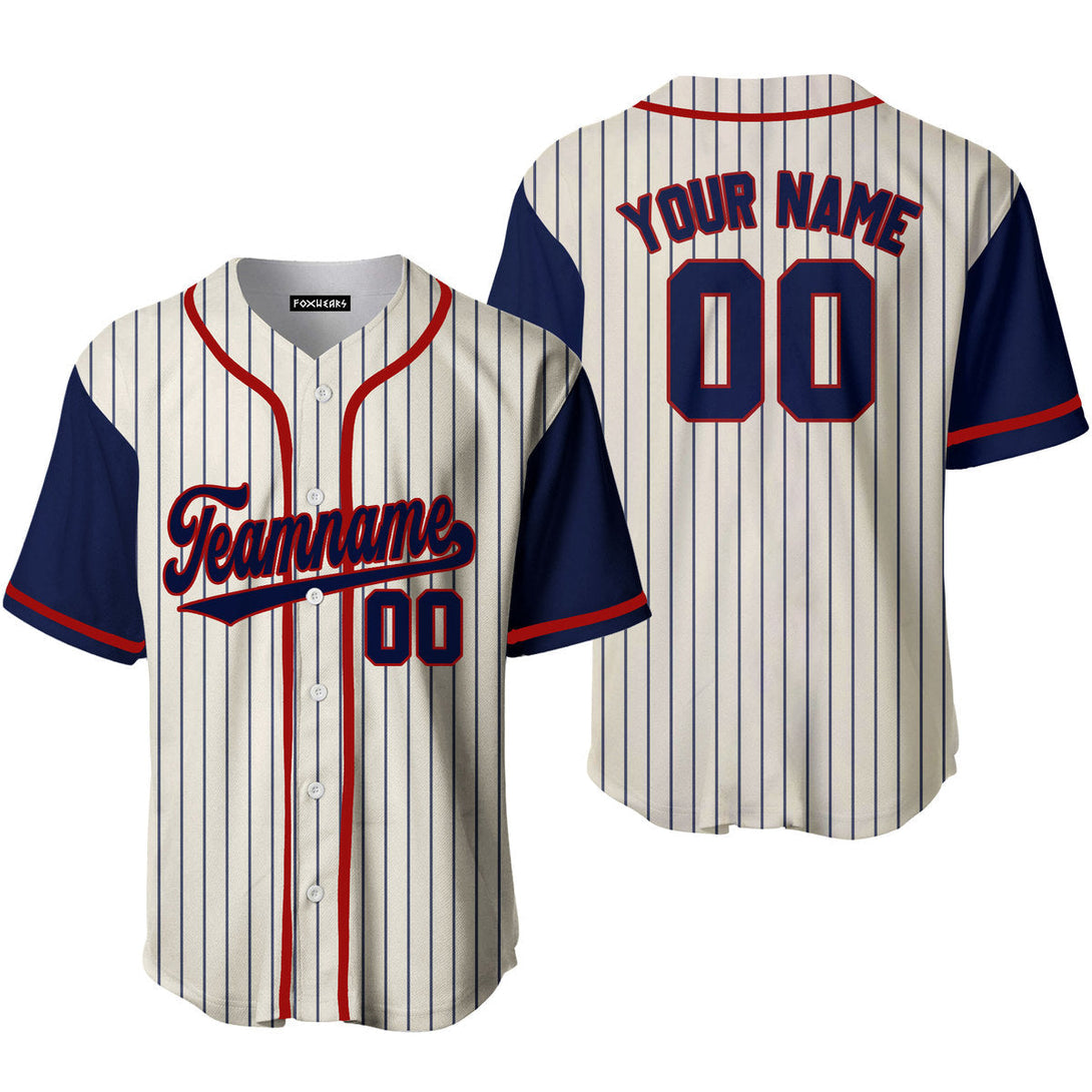 Custom Royal Cream Pinstripe Royal Red Raglan Sleeves Baseball Jerseys For Men & Women